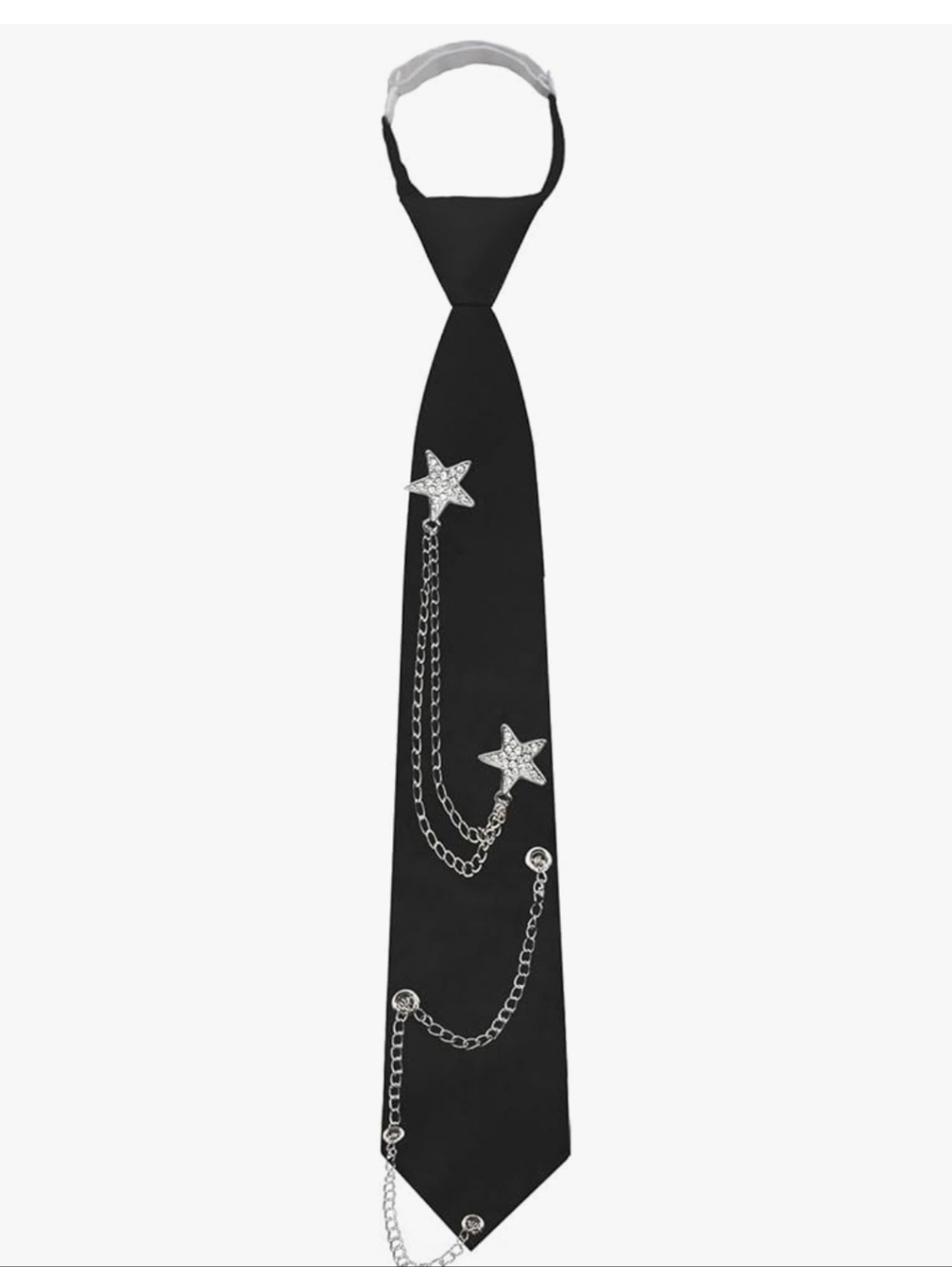Black Novelty Tie with Star Chain Accents